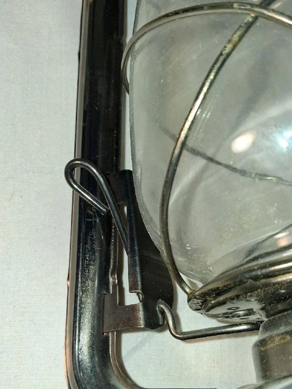 Vintage Hurricane Oil Lantern With Metal Hanging Handle Glass Shade Not Used